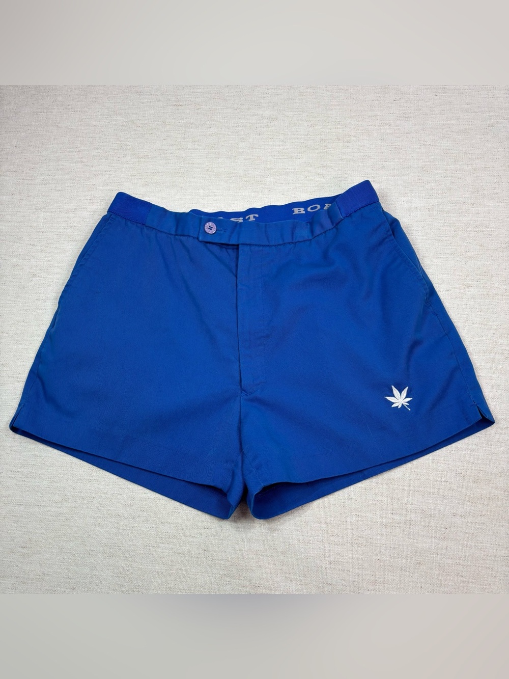 Boast women size 2 high rise chino shorts in blue embroidered leaf